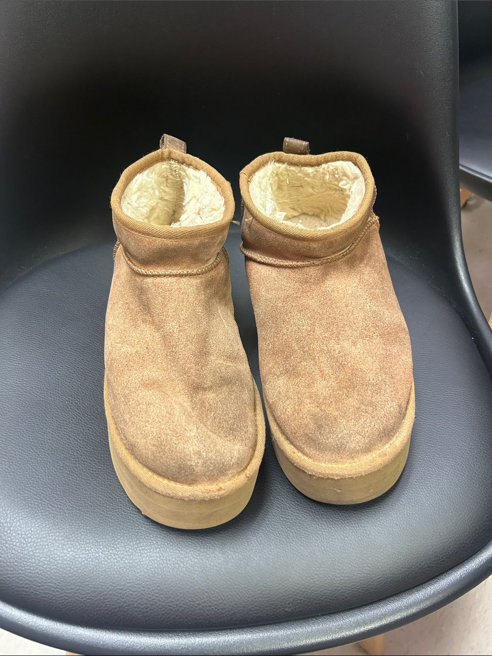 UGG Chestnut Suede Fleece-Lined Slip-On Slippers